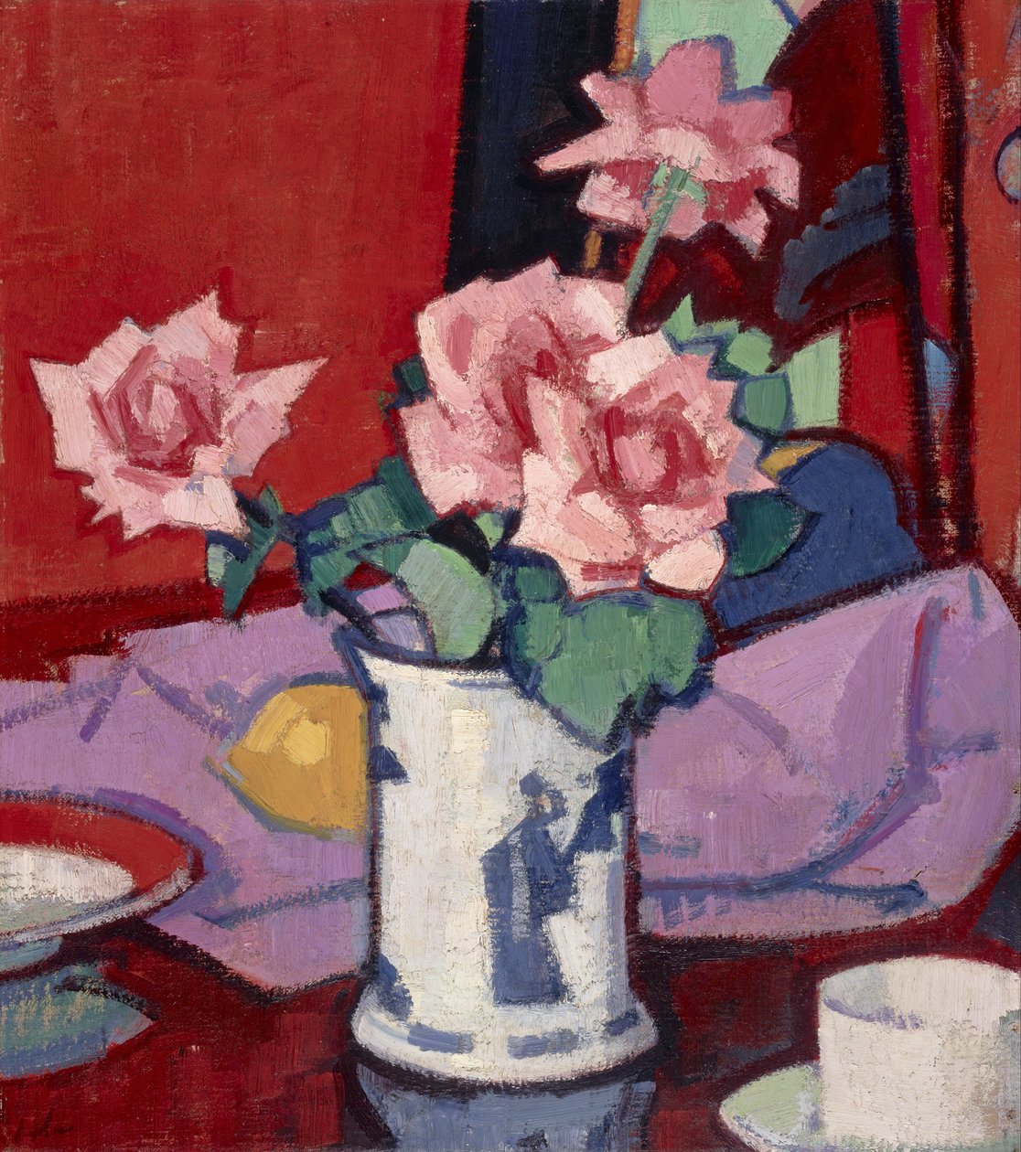 Pink Roses, Chinese Vase av Samuel John Peploe