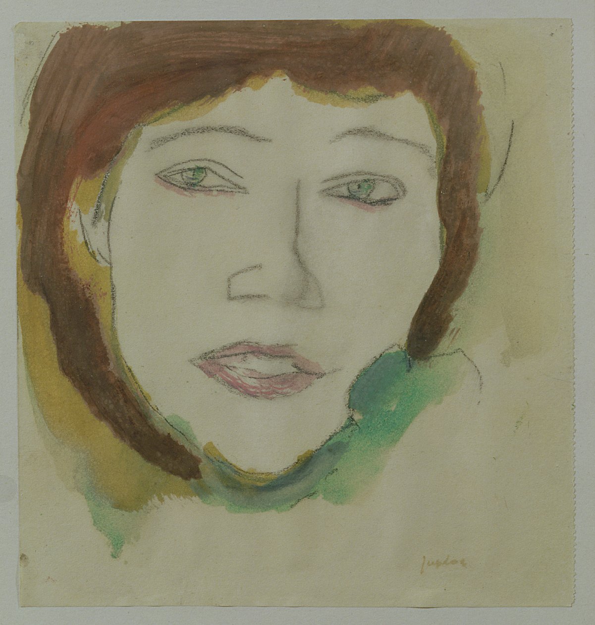 The Artists Wife, Margaret, ca 1906 (penna och olja på papper) av Samuel John Peploe