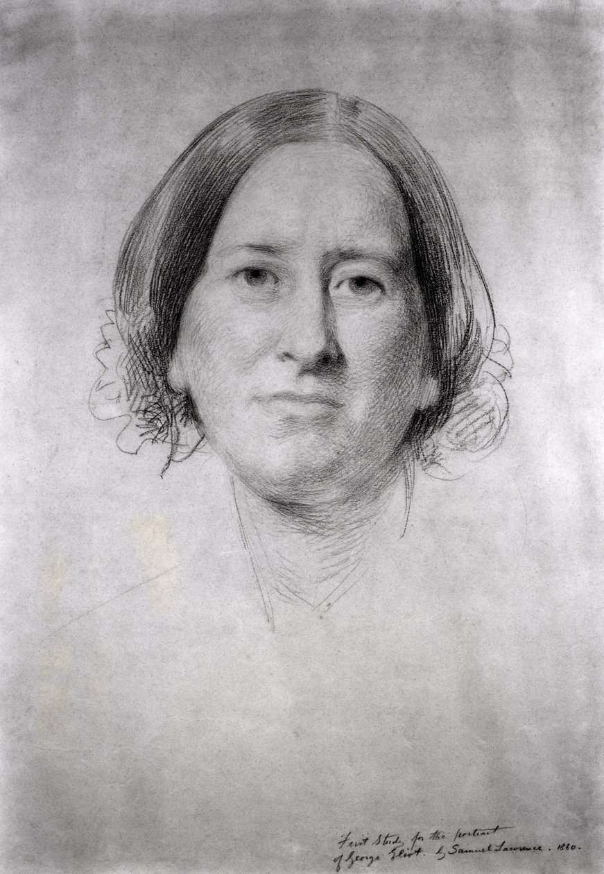 Suesuega Muamua mo le Ata o George Eliot (Mary Ann Evans) (1819-1880) 1860 swed av Samuel Laurence