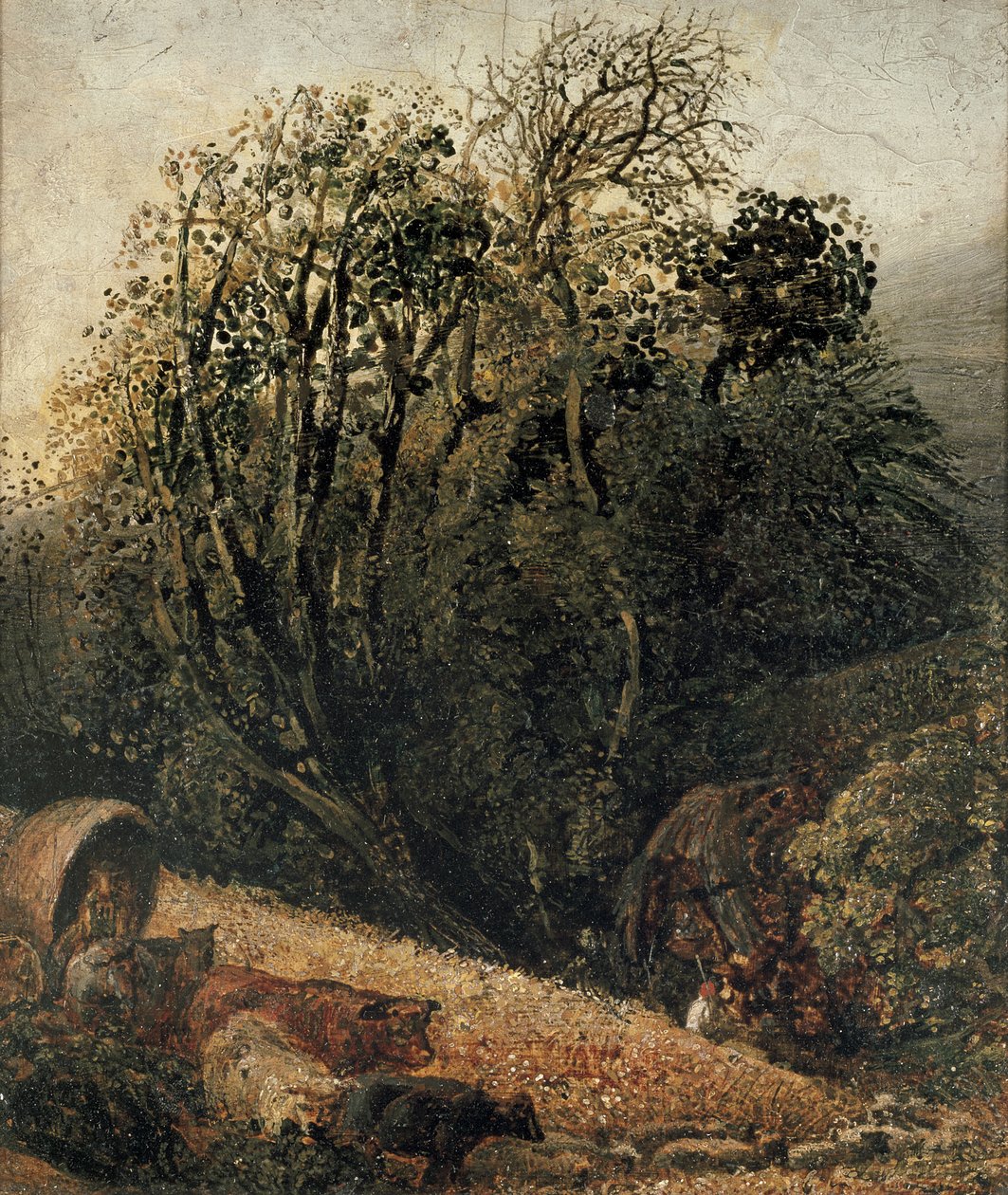 Ett majsfält kantat av träd, 1800-talet av Samuel Palmer