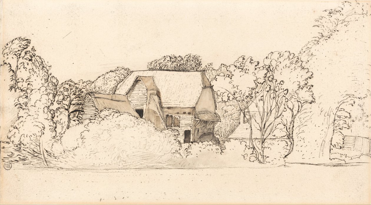 An Ancient Barn at Shoreham av Samuel Palmer