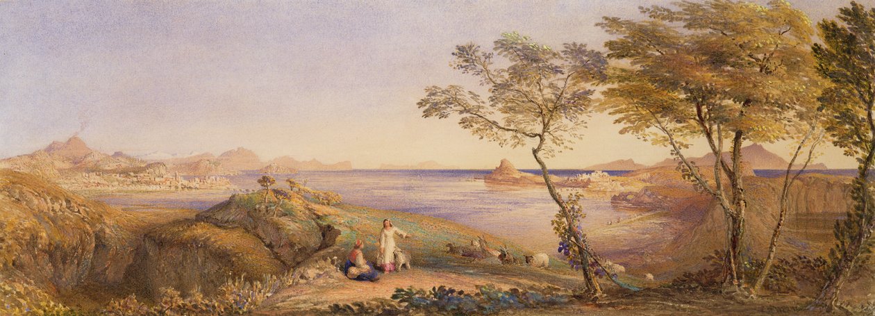 Bay of Baiae från Monte Nuovo av Samuel Palmer