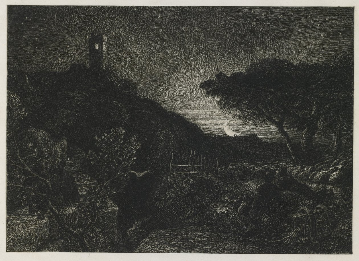 Det ensamma tornet, 1879 av Samuel Palmer