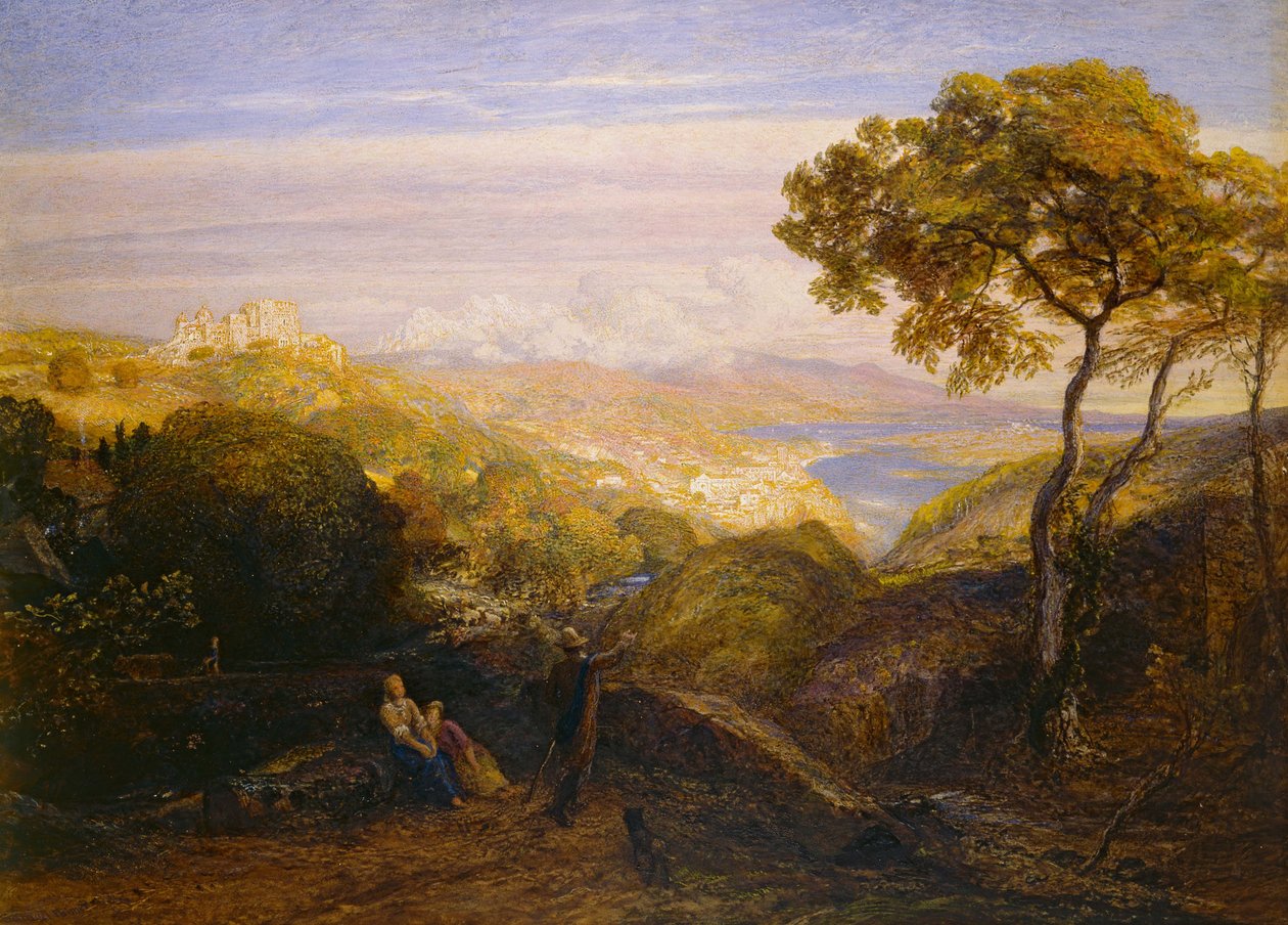 The Prospect, 1864-81 (akvarell och bodycolour med gummi arabicum, på Londonboard) av Samuel Palmer