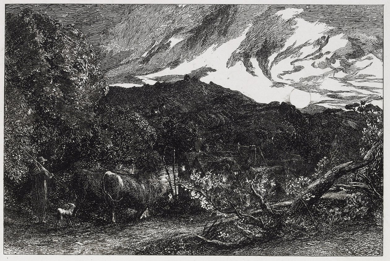 The Weary Ploughman, 1858 (etsning och torrnål) av Samuel Palmer