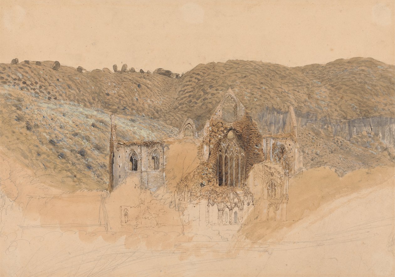 Tintern Abbey, 1835 (wc gouache med penna, bläck och blyertspenna på papper) av Samuel Palmer