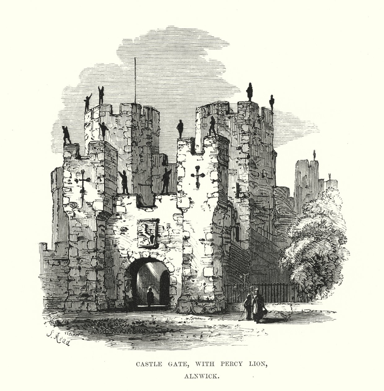 Castle Gate, med Percy Lion, Alnwick av Samuel Read