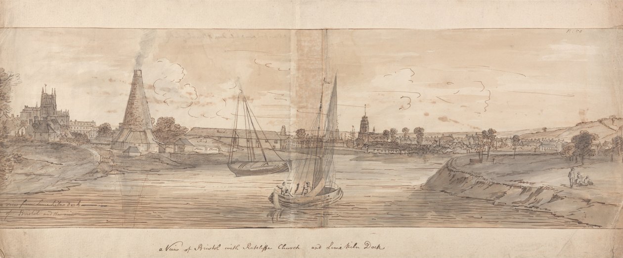 A View of Bristol with Ratclffe Church and Lime Kiln Dock av Samuel Scott