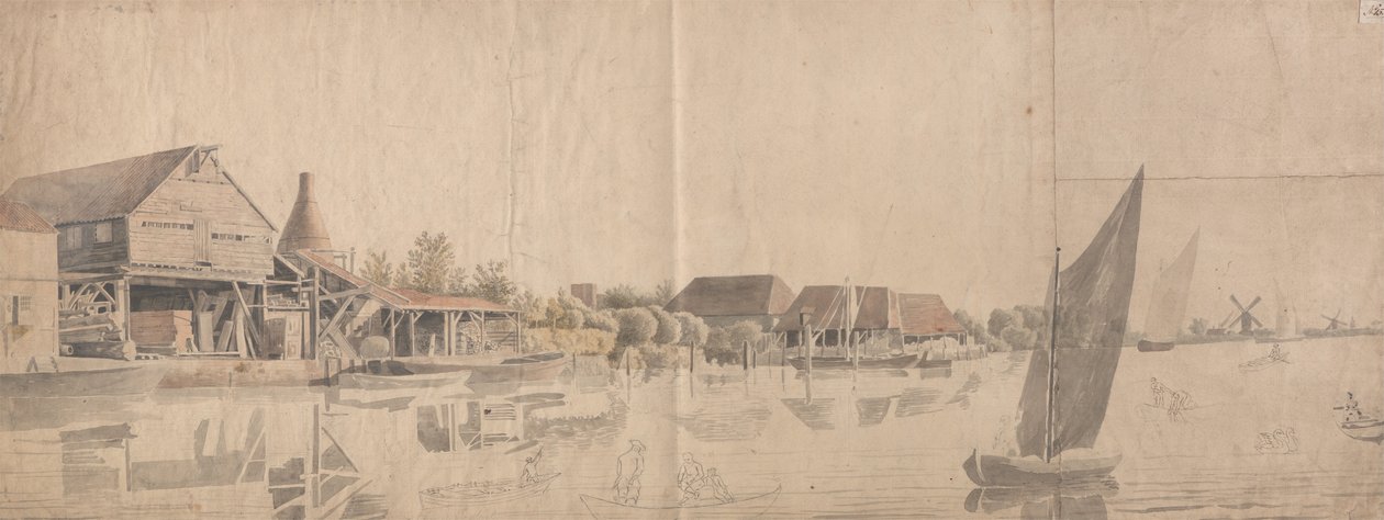 A Wood Yard on the Thames at Nine Elms av Samuel Scott