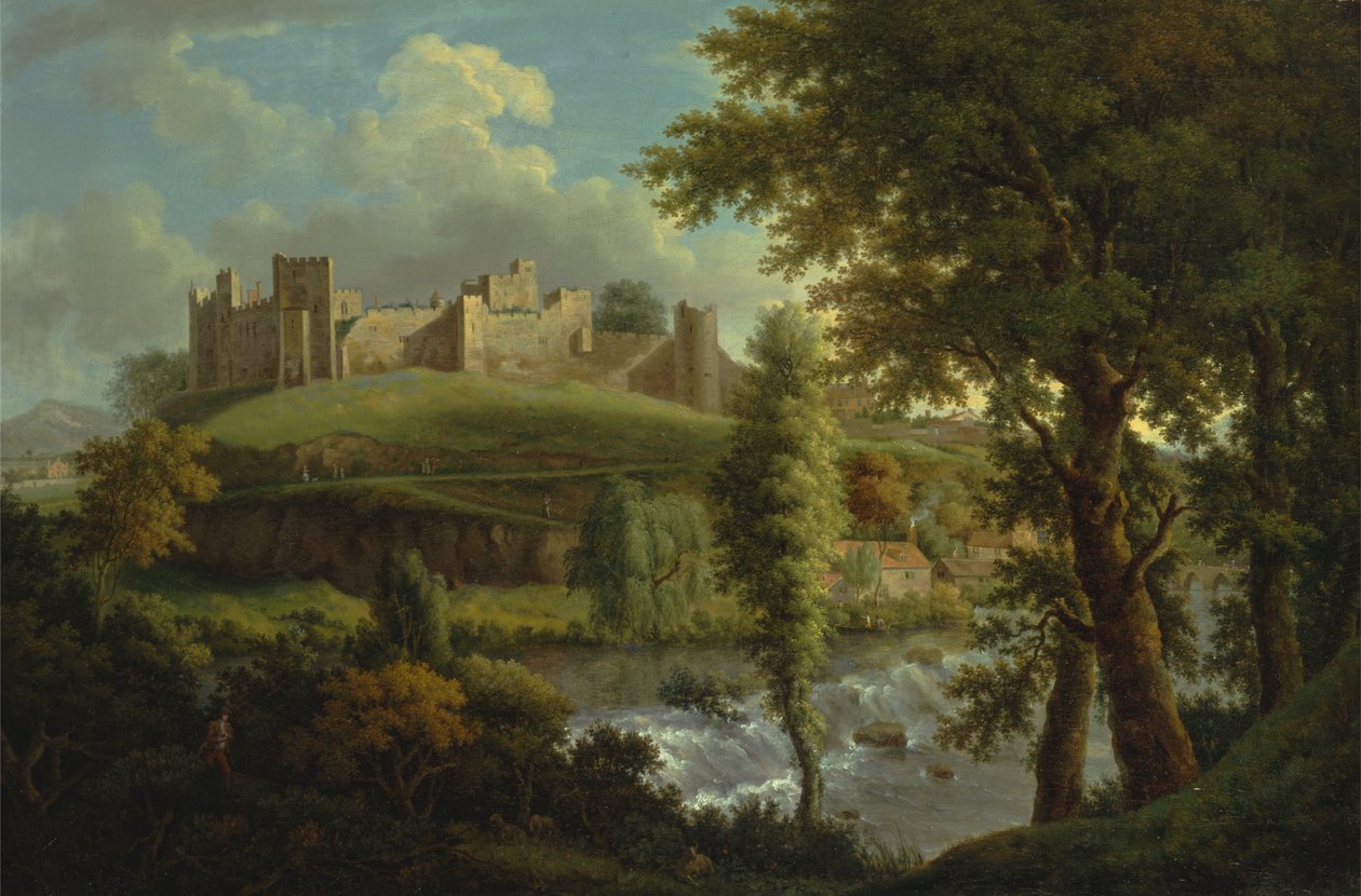 Ludlow Castle med Dinham Weir, från sydväst av Samuel Scott
