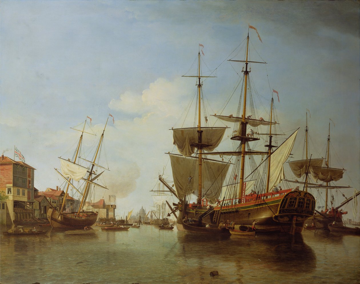Frakt på Themsen vid Rotherhithe, ca 1753 av Samuel Scott