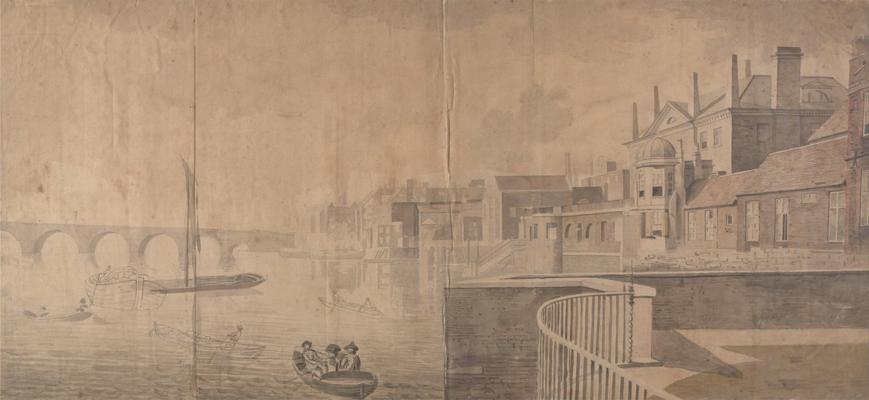 The Thames with Montagu House and Westminster Bridge av Samuel Scott