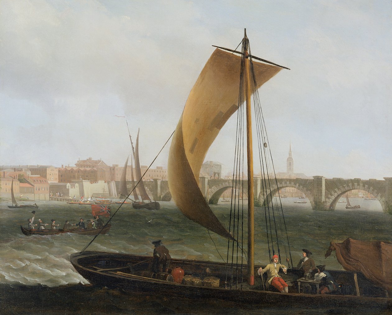 Utsikt över Themsen med Westminster Bridge, c.1743-44 av Samuel Scott