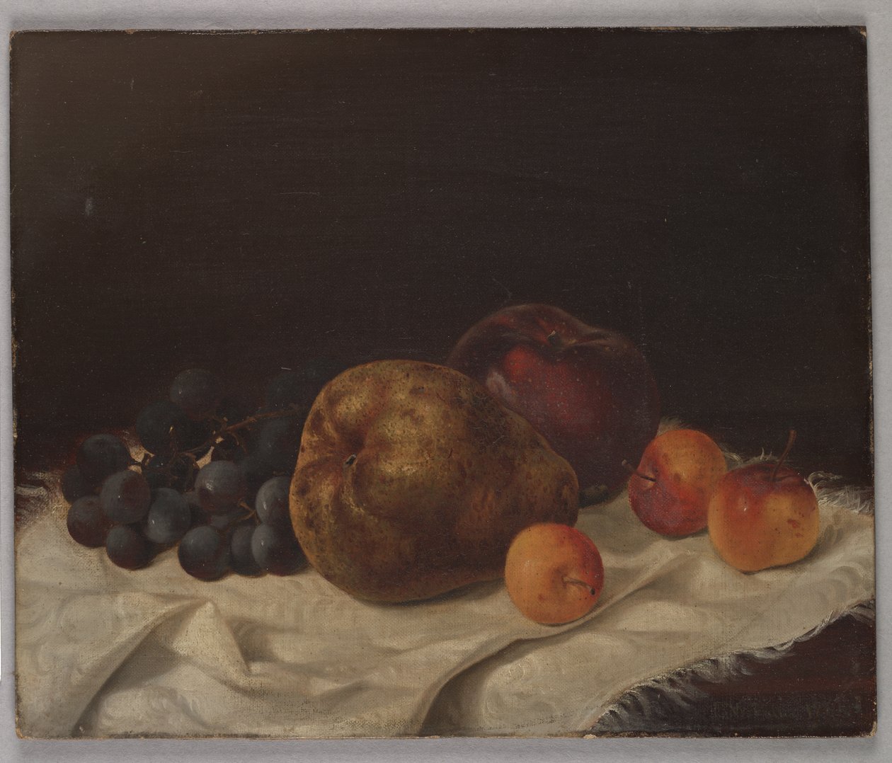 Stilleben med päron (olja på duk ombord) av Samuel W. Fuller