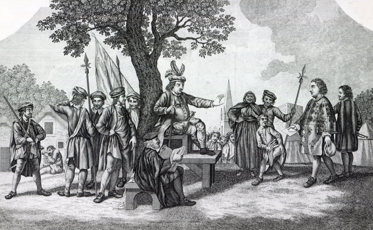 Robert Kett satt under "Reformationens träd" och tog emot kungens budbärare av Samuel Wale