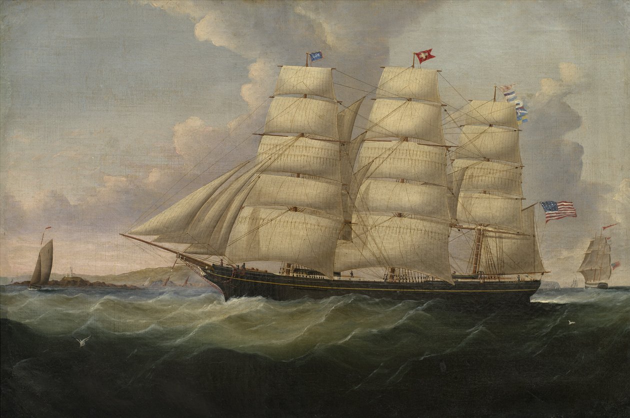 Handelsfartyget Robert L. Lane, 1850 olja på duk av Samuel Walters