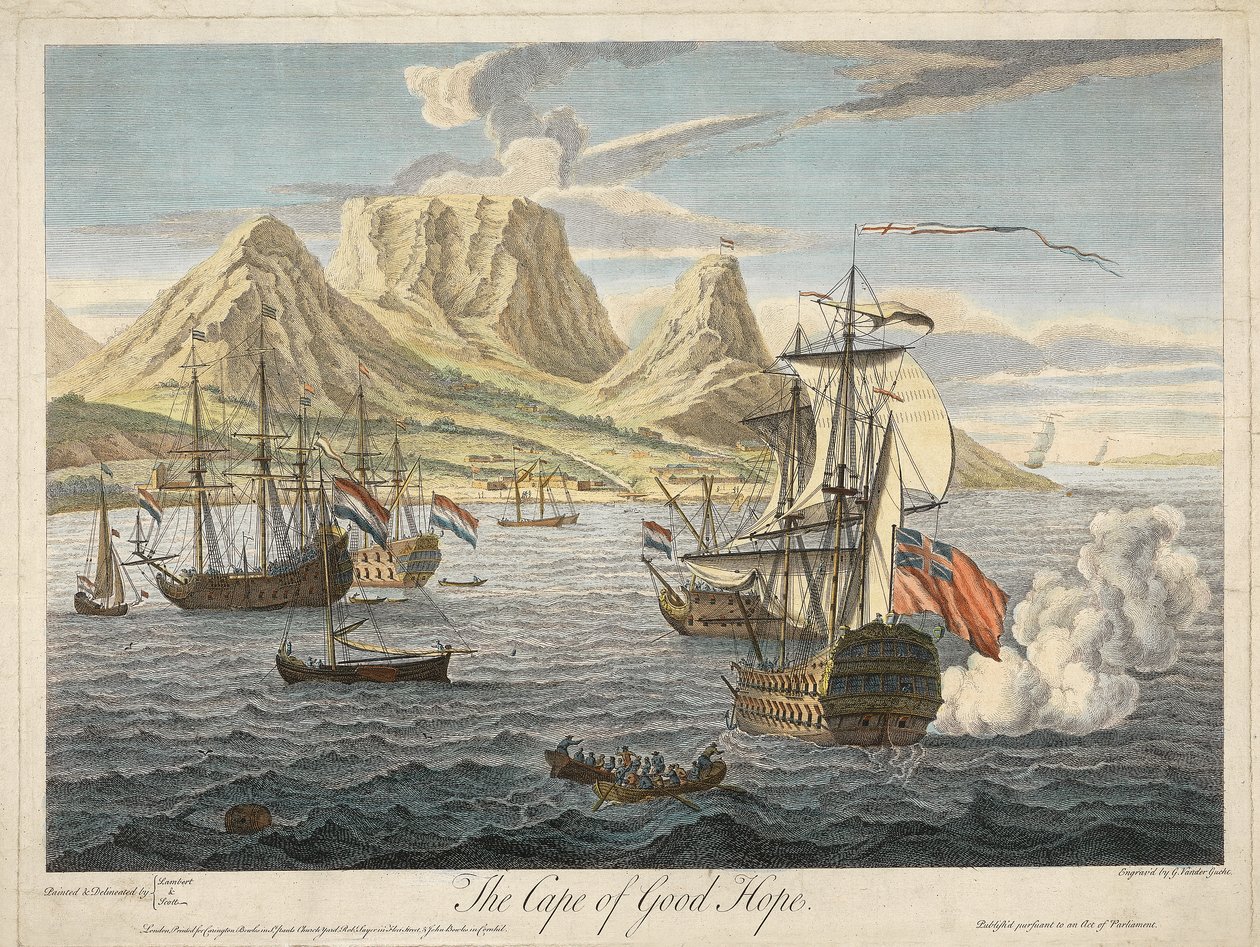 Godahoppsudden, pub. C. 1731 (handfärgad gravyr) av Samuel after and Lambert Scott