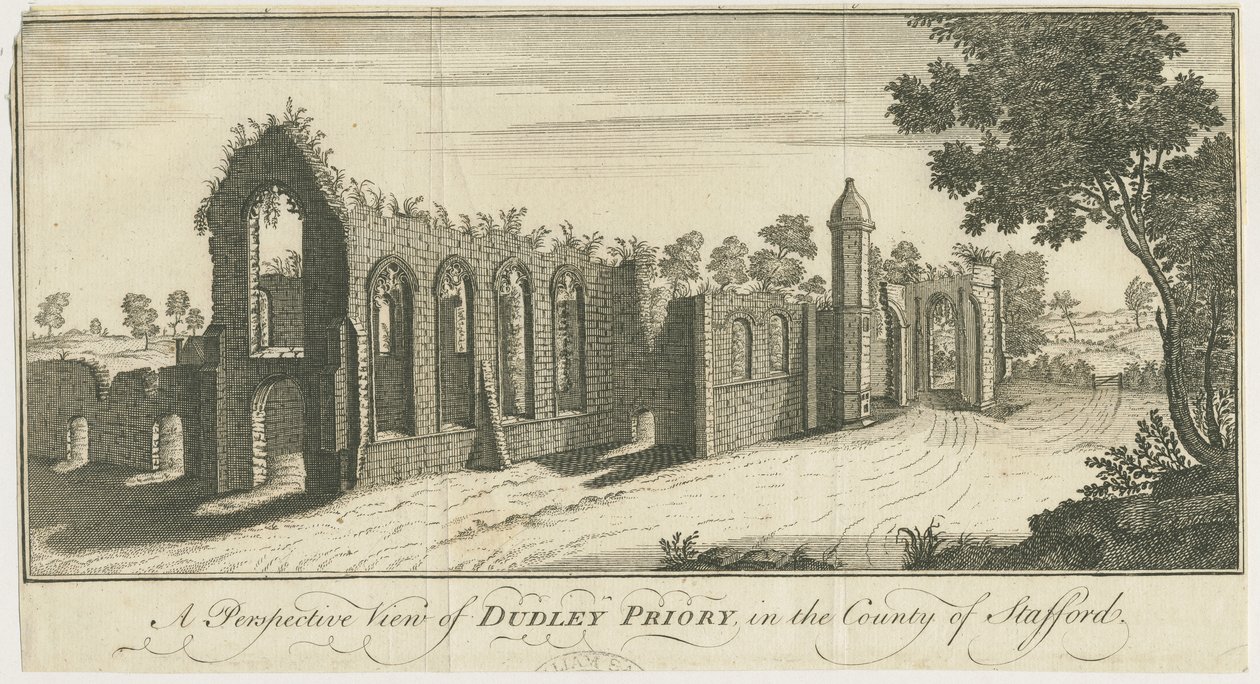 Dudley Priory: gravyr av Samuel Buck