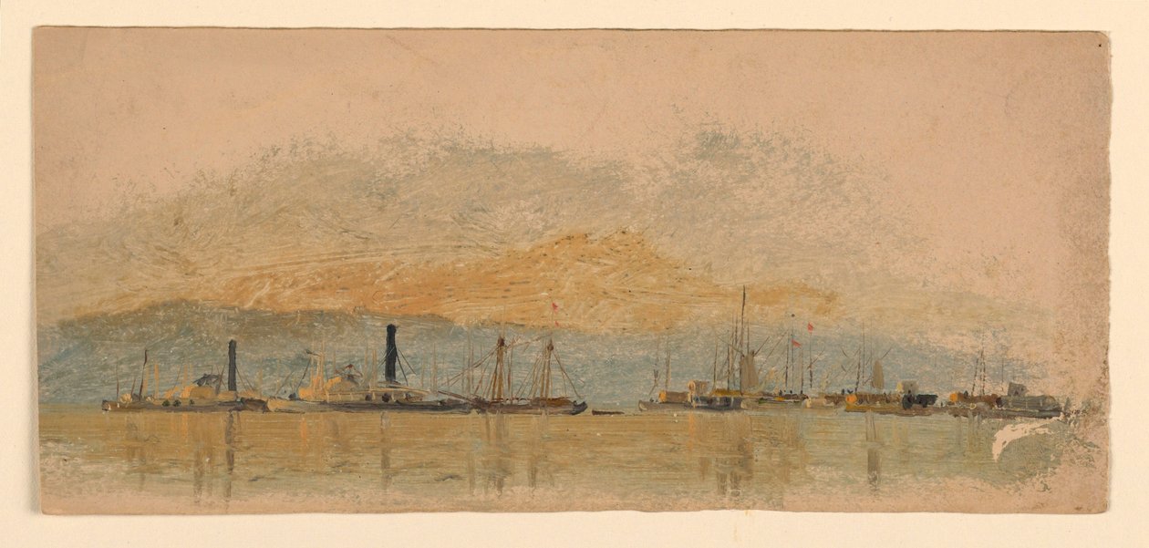 Teckning, Skisser. Fartyg, ca 1860 av Samuel Colman