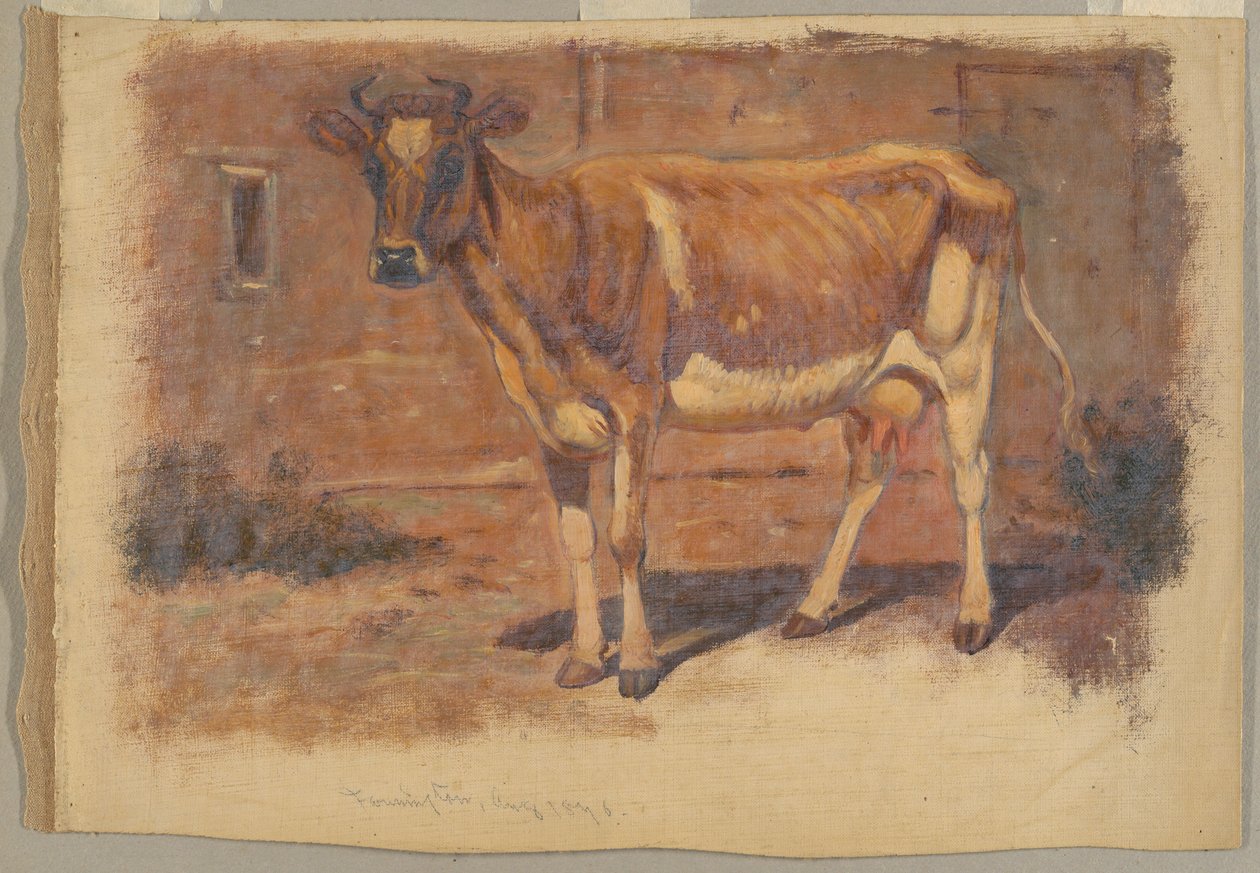 Studie av en stående ko, Farmington av Samuel Colman