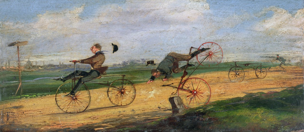 Ett lopp mellan Lallement Velocipedes, 1869 av Samuel Henry Alken