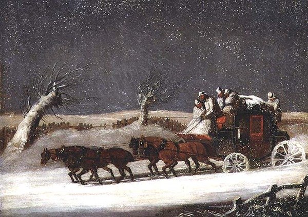 Postcoach i en snödrift av Samuel Henry Alken