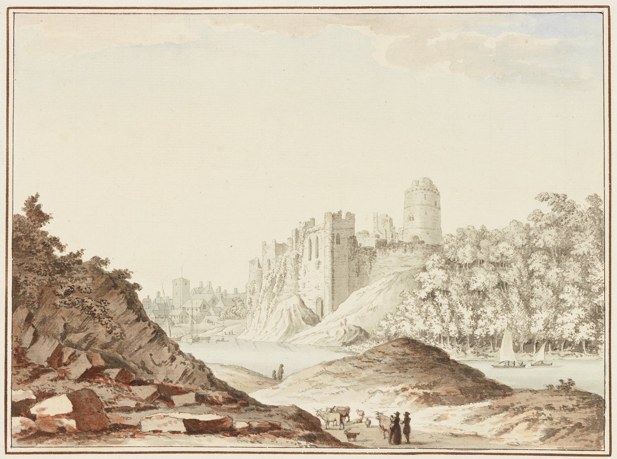 Pembroke Castle (wc på vävt papper) av Samuel Hieronymous Grimm