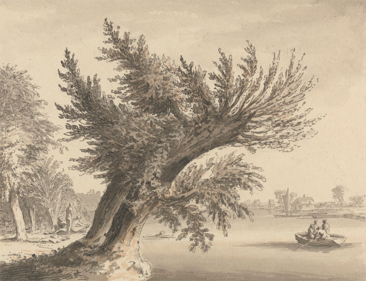 På Themsen vid Barnes av Samuel Hieronymus Grimm