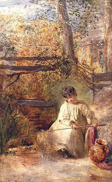 En pojke som fiskar av Samuel Palmer