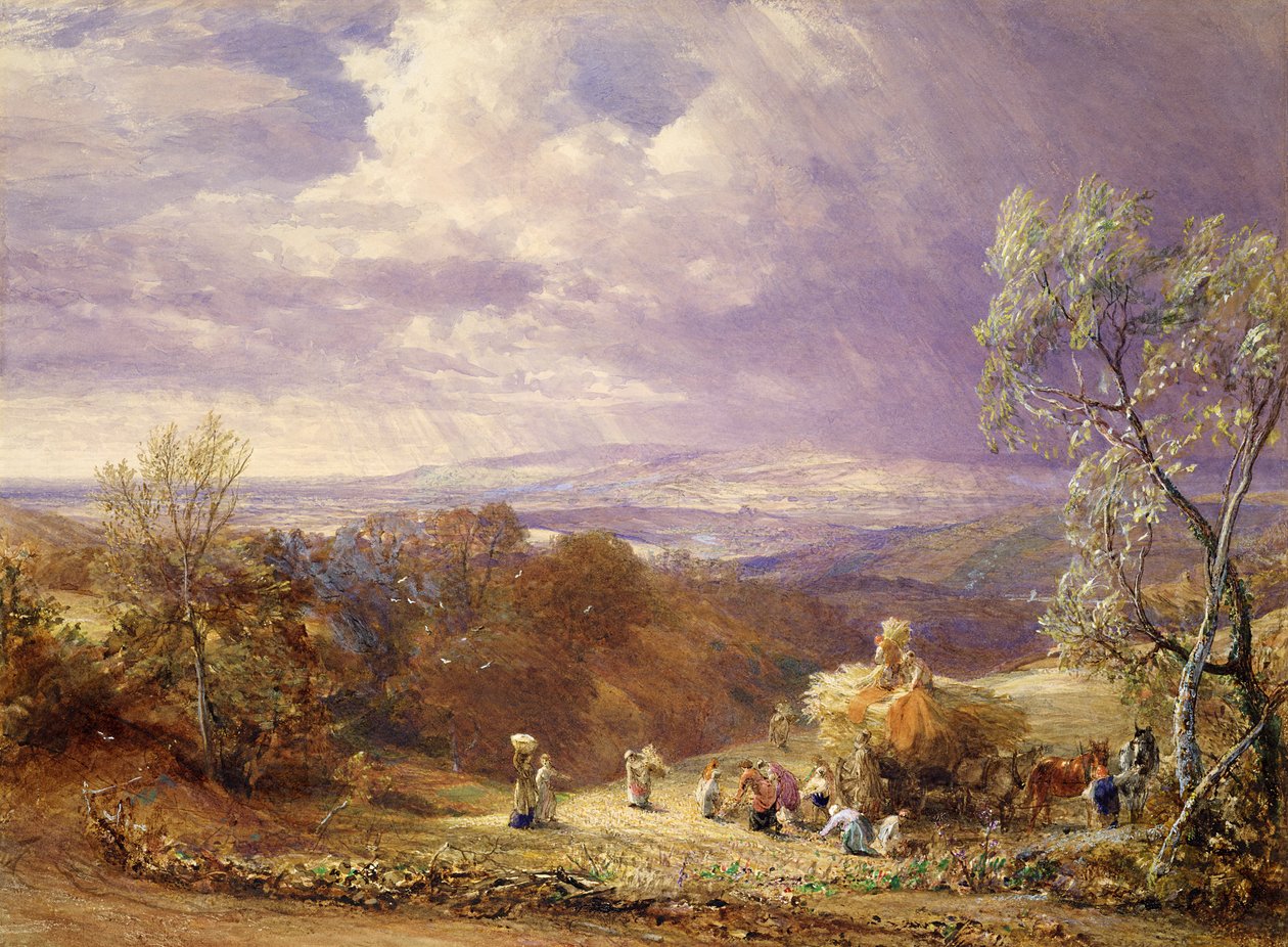 Skörd (wc och bodycolour på papper) av Samuel Palmer