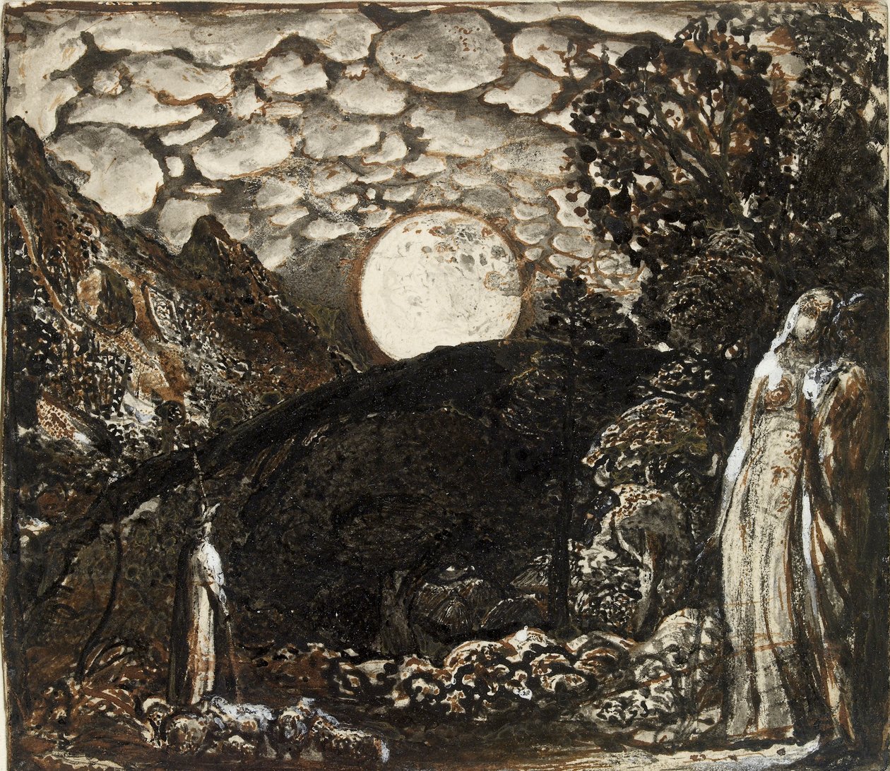 Herdar under en fullmåne, c1829-1830 av Samuel Palmer