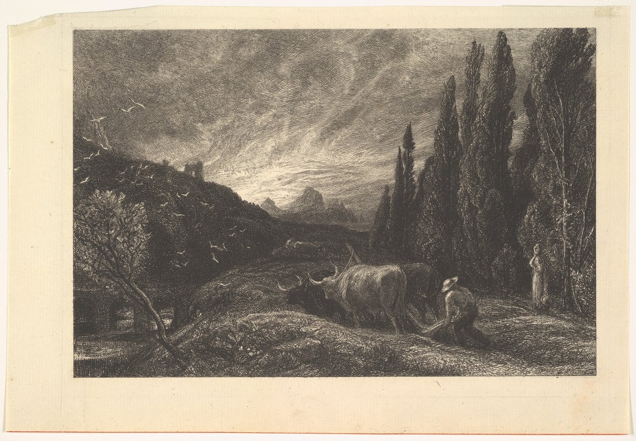 The Early Ploughman, 1861. av Samuel Palmer