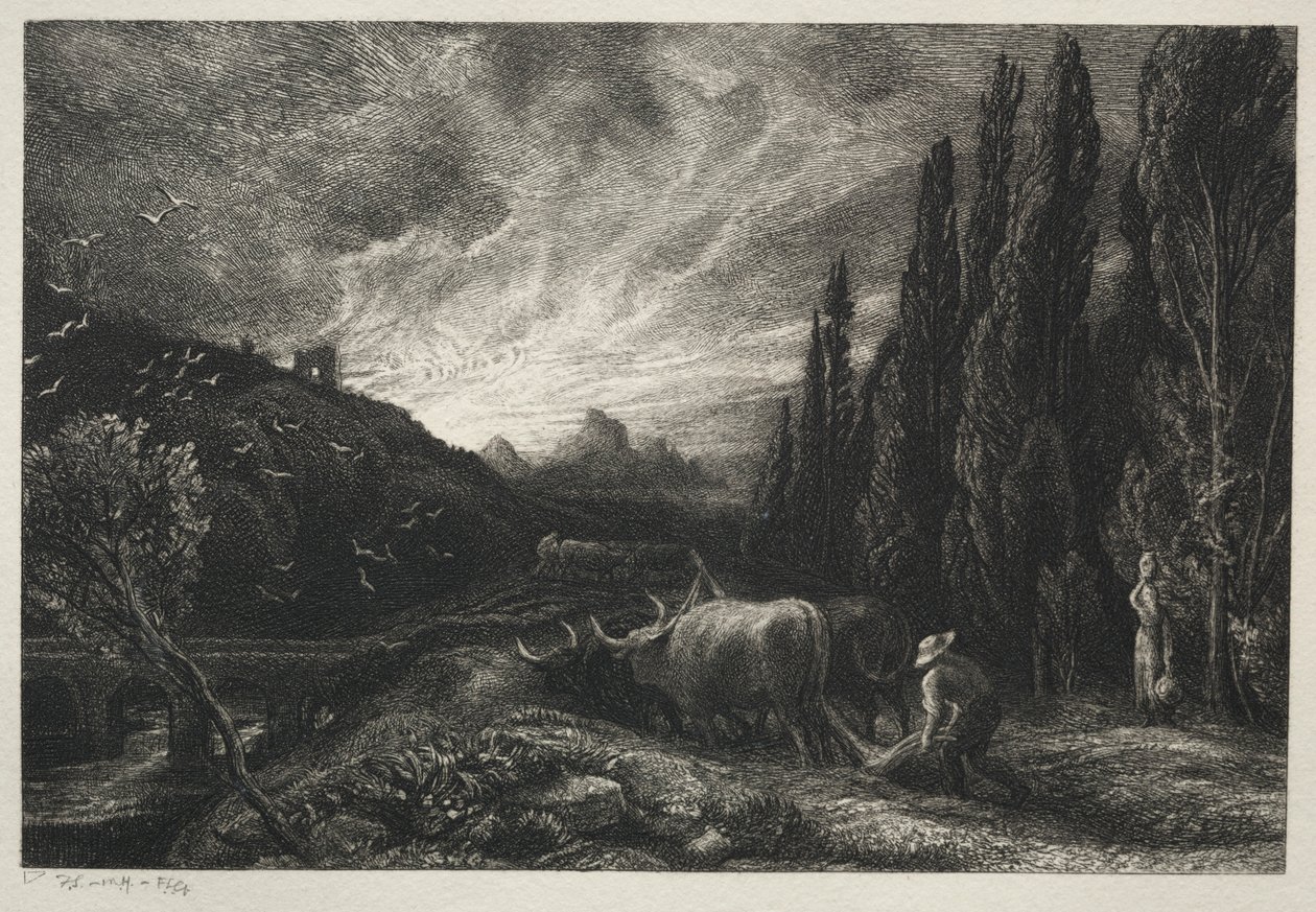 The Early Plowman, före 1861. av Samuel Palmer