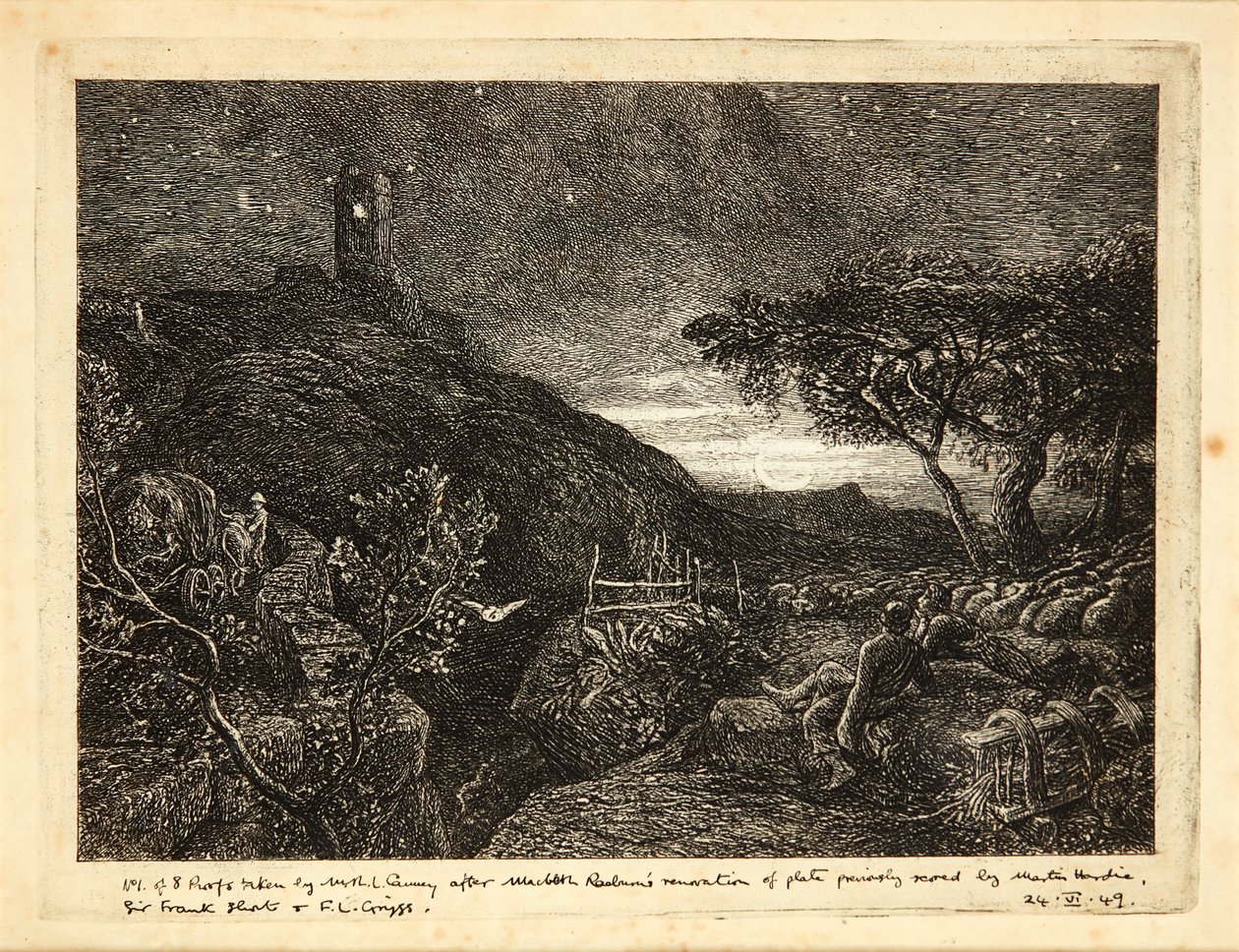 The Lonely Tower (etsning) av Samuel Palmer