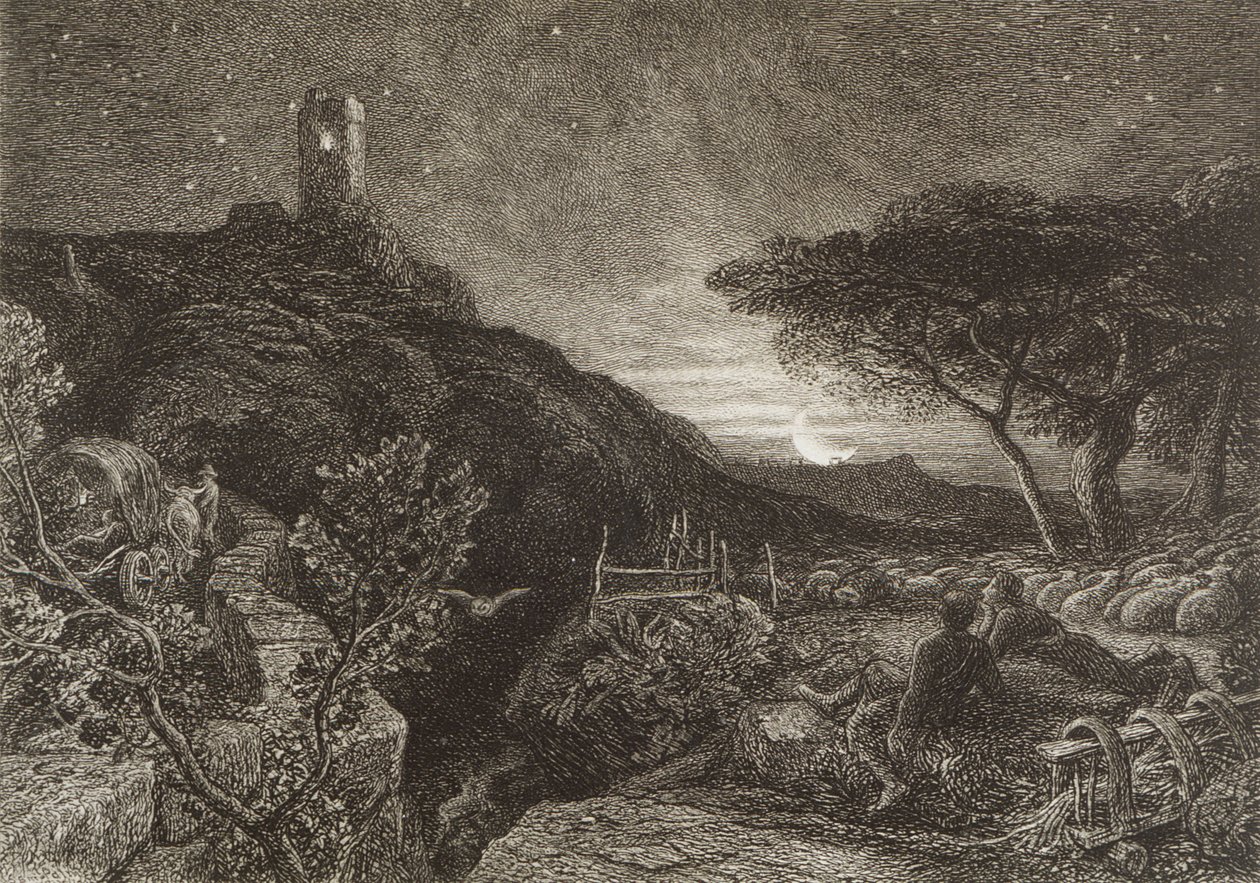 The Lonely Tower, 1879 (etsning) av Samuel Palmer