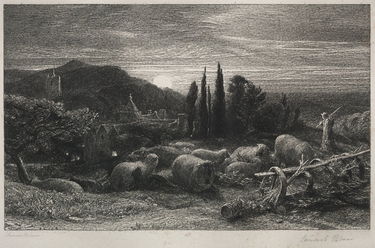Den stigande månen. av Samuel Palmer