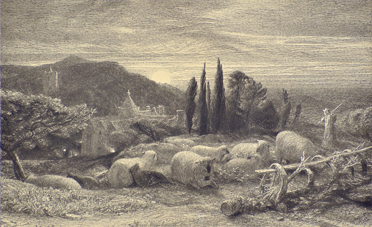 The Rising Moon, ca 1857 (etsning) av Samuel Palmer