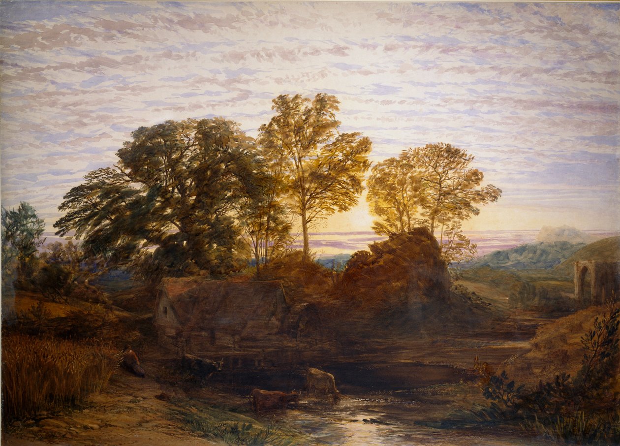 Vattenkvarnen, c1848-1849 av Samuel Palmer