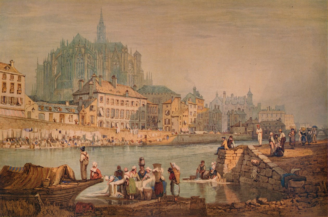 Cathedral Town on a River, c1825 av Samuel Prout