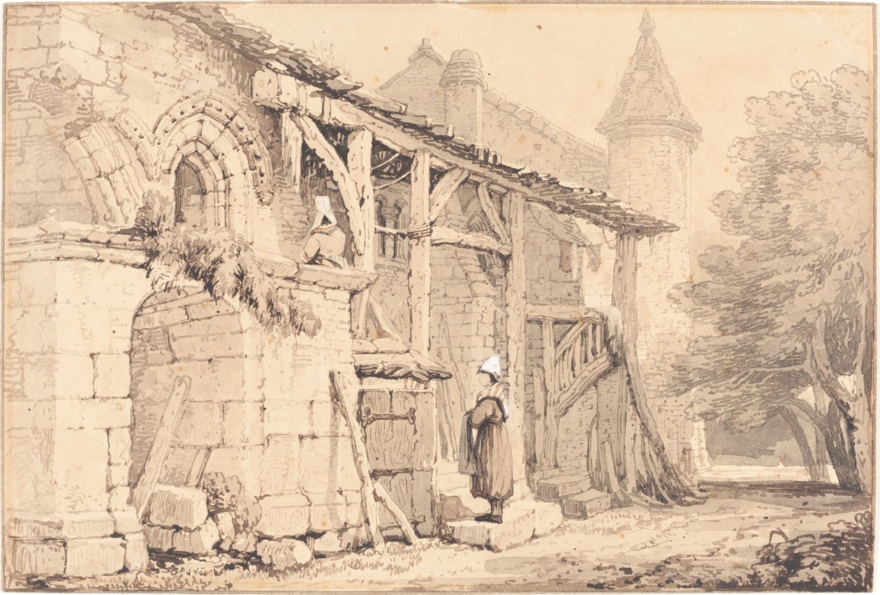 Scen i Jumièges av Samuel Prout