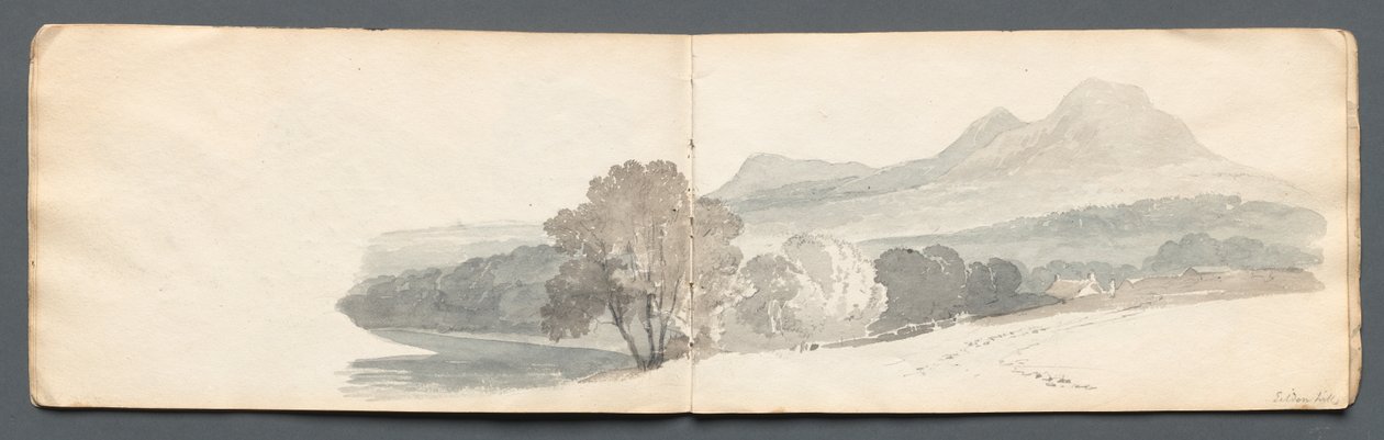 Skissbok: Eildon Hills, 1814. av Samuel Prout