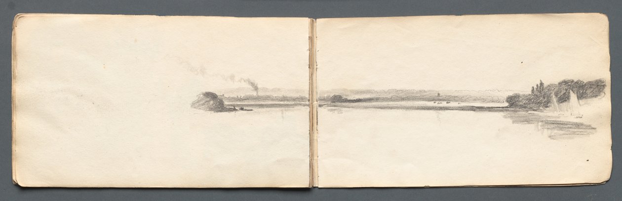 Skissbok: Landskap med segelbåtar, 1814. av Samuel Prout