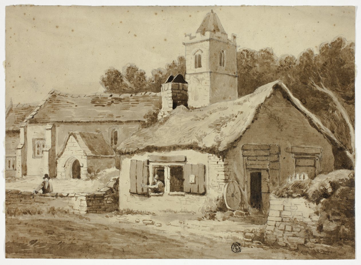 Byns kyrka och gata av Samuel Prout