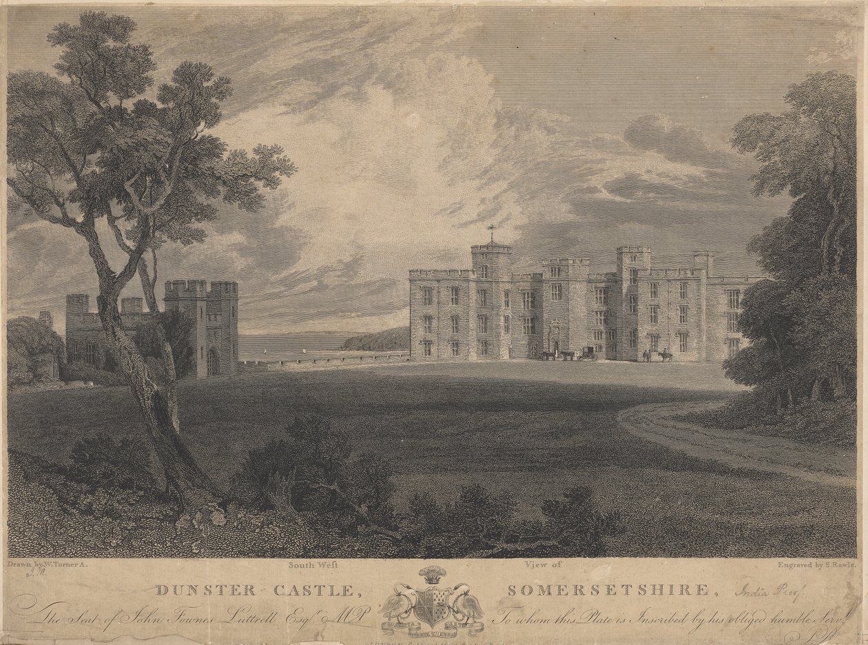South West View av Dunster Castle, Somersetshire av Samuel Rawle