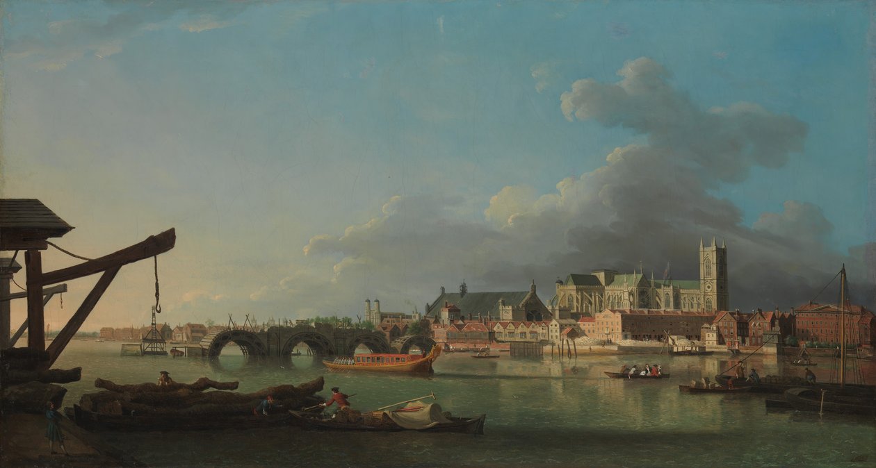 Byggnaden av Westminster Bridge. av Samuel Scott