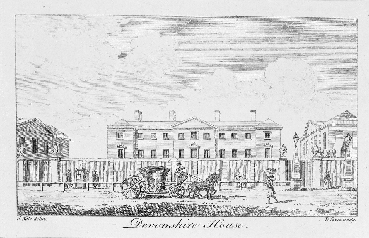 Devonshire House, graverad av Benjamin Green, 1761 av Samuel Wale