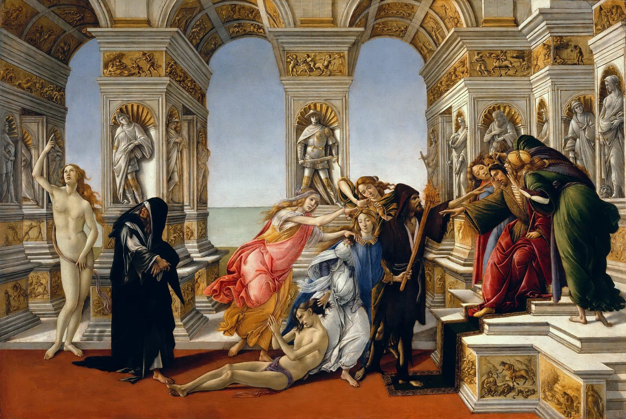 Calumny of Apelles, 1497-98 av Sandro Botticelli