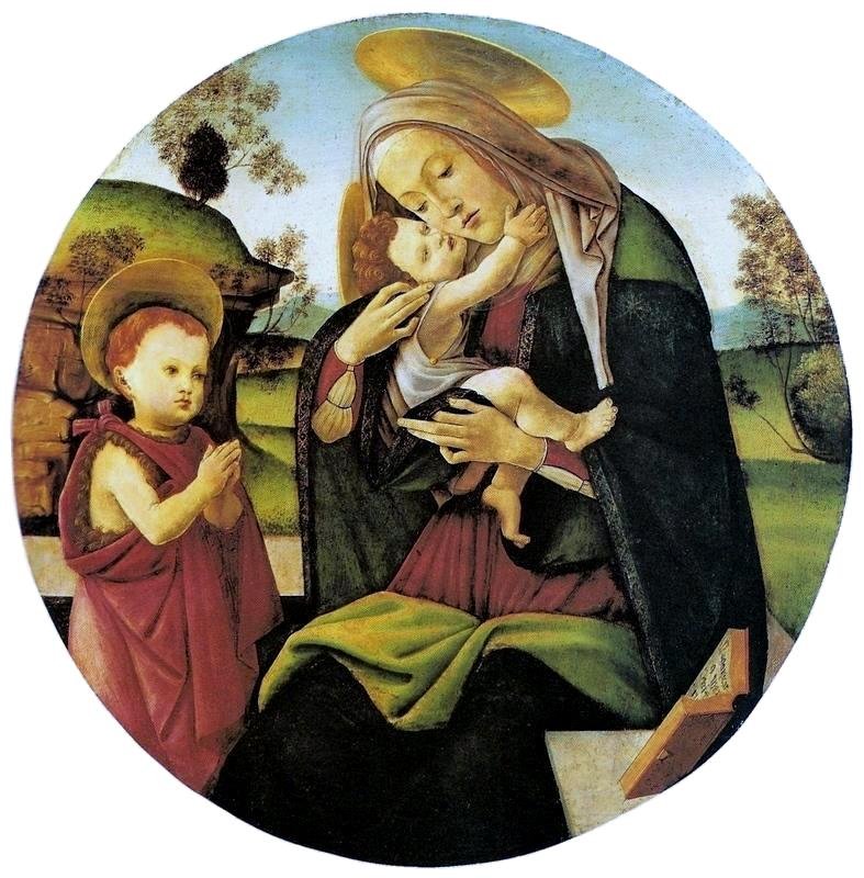 Virgem com o Menino e São João Batista Criança av Sandro Botticelli