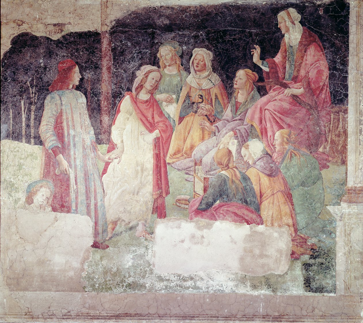 Ung mand modtaget af Seven Liberal Arts, fra Villa Lemmi swed av Sandro Botticelli