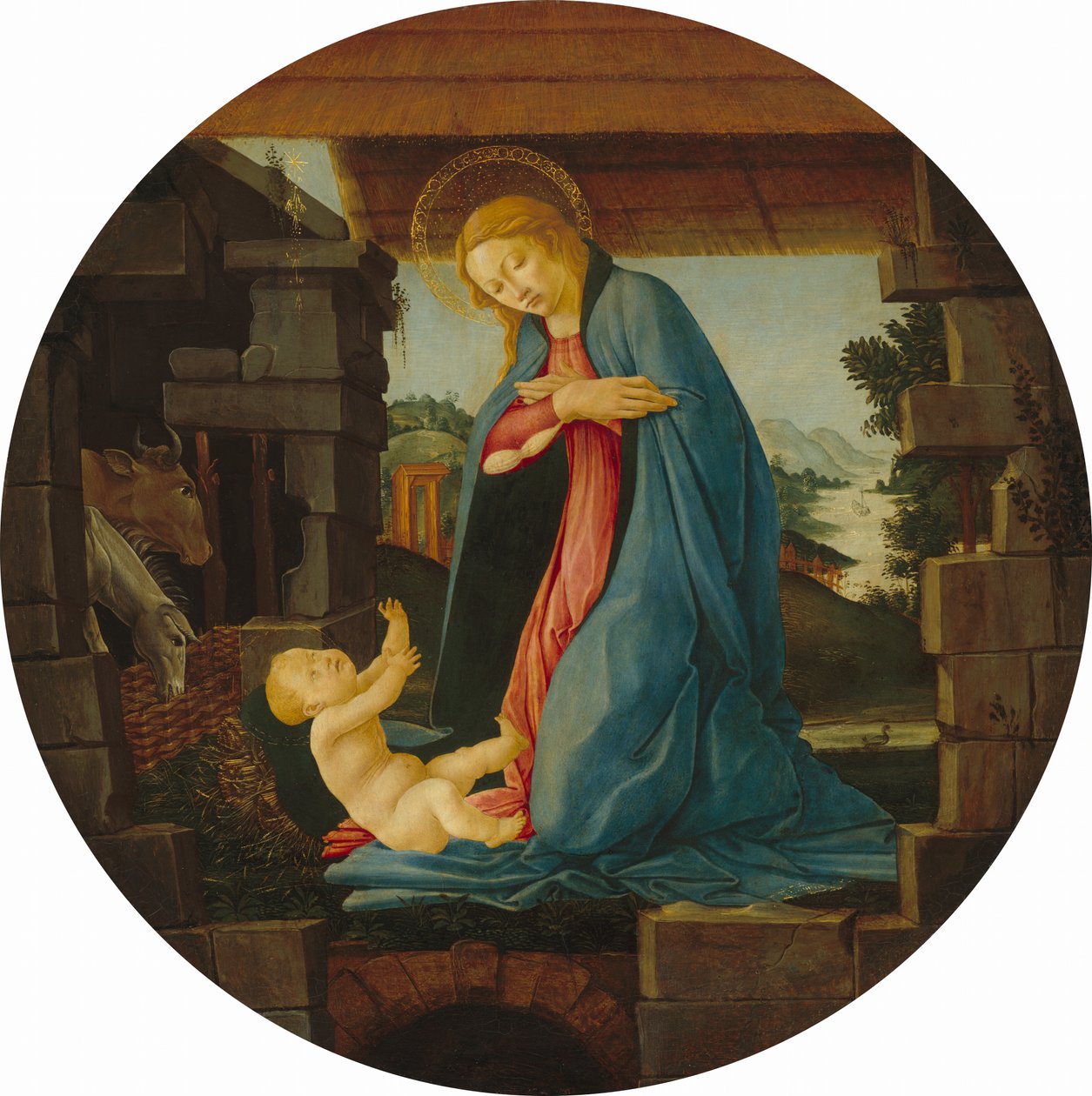 Jungfrun som avgudar barnet av Sandro Botticelli